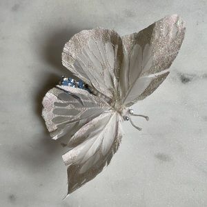 White Feather Butterfly & Swarovski Crystal Hair Clip